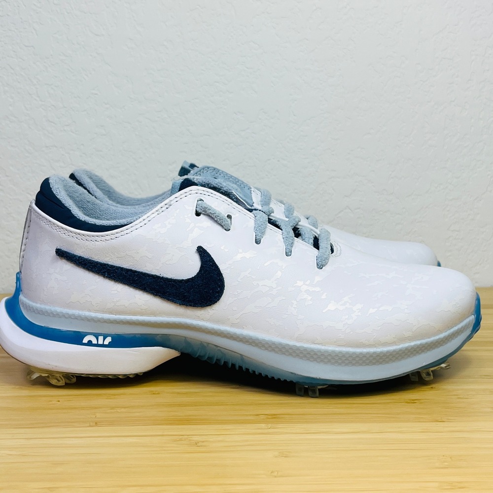 Nike Air Zoom Men's Golf Shoes White Blue Camo Spikes Size 5 Extra Laces